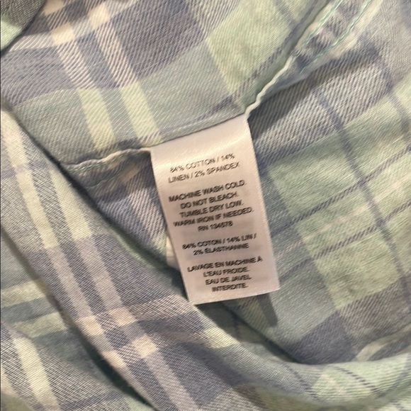 Women’s VINEYARD VINES Blue and Green Button Down Shirt Relaxed Fit Sz 8 - Picture 6 of 6